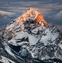 Monte Antelao pick in sunset red light © Lilian