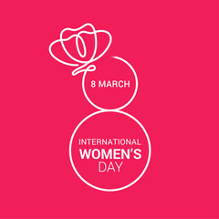 Abstract Women's day design background, with with a outline style 8 number crowned by a rose and descriptive text included inside the number. Full Vector Illustration