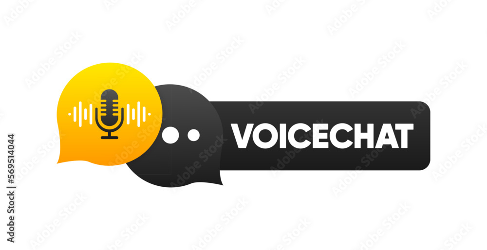 Poster voice chat message banner with microphone. correspondence with voice messages. audio message concept