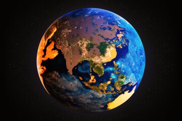 Earth as seen from space with the saturation level adjusted for vibrancy. Generative AI