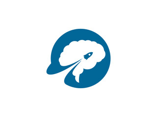modern rocket brain illustration vector logo