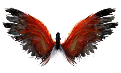 Fototapeta premium abstract red and black painted wings created with Generative AI