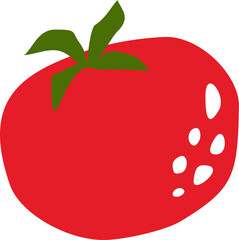 Hand drawn ripe tomato on a transparent background.
