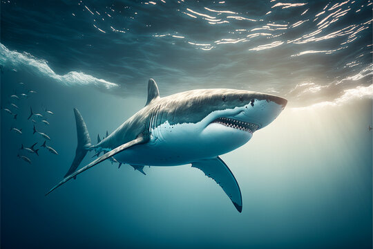 Sharks in the ocean, Dangerous fish, Large sea creature