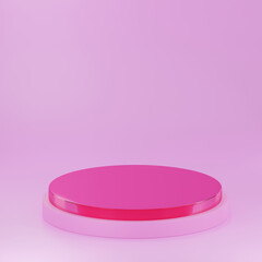 3d rendering empty space cylinder pink podium valentine's day