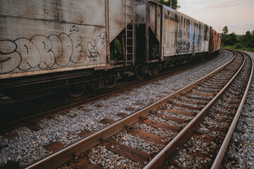 Naklejka premium train on railway tracks