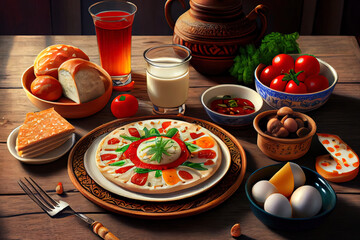 rich and delicious turkish breakfast. Generative Ai