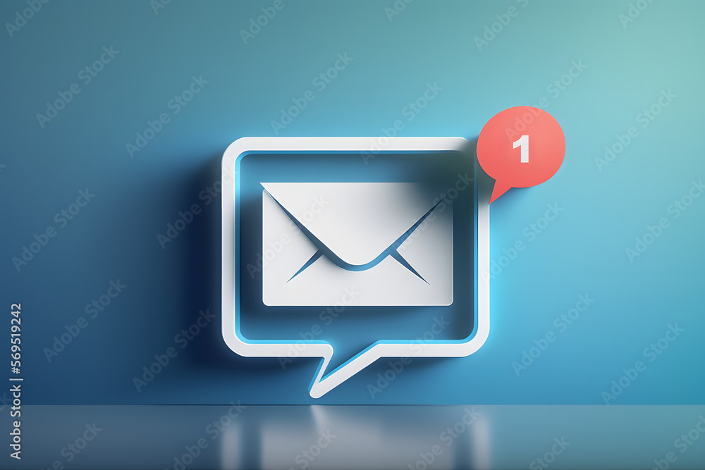 Poster introducing a new email notification concept, featuring an inbox receiving electronic message alert,