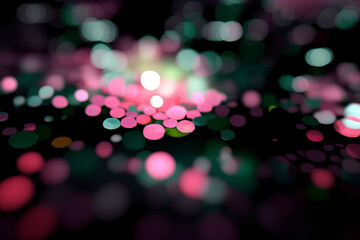 Cyan and Magenta colored intricate and blurred bokeh pattern. Generative AI.
