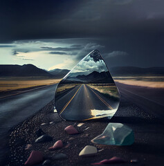 Arrow at empty road.