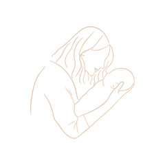 Mother Holding Baby Line Art