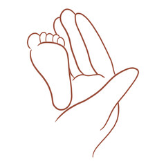 Mom Holding Baby Foot Drawing