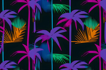 Fototapeta na wymiar Florida pattern, illustrator, black purple orange blue pink green color palette Generative AI