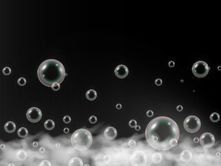 
Air bubbles on a transparent background. Foam illustration with bulbs.
