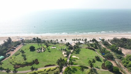 Goa Beach blue water Arial View 4k render.