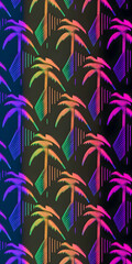 Florida pattern, illustrator, black purple orange blue pink green color palette Generative AI