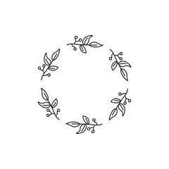 Wedding logo. Minimalistic floral frames. Vector botanical outline borders. botanic badge