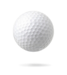 A new golf ball levitate isolated on white background. Clipping path