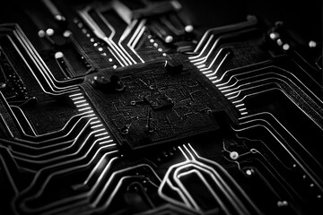 circuit cpu computer brain connected to computer equipment parts, created with Generative AI technology