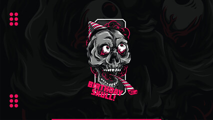Birthday skull illustration