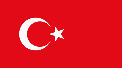 Flag of the Republic of Turkey. Crescent moon and star on a red background  4k