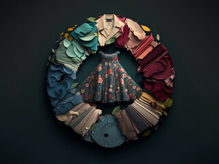 AI generated: circular fashion with pieces of garments