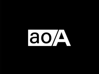 AOA Logo and Graphics design vector art, Icons isolated on black background