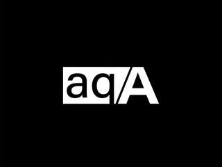 AQA Logo and Graphics design vector art, Icons isolated on black background