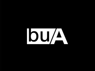 BUA Logo and Graphics design vector art, Icons isolated on black background