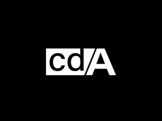 CDA Logo and Graphics design vector art, Icons isolated on black background