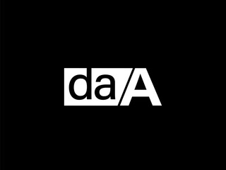 DAA Logo and Graphics design vector art, Icons isolated on black background