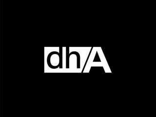 Fototapeta na wymiar DHA Logo and Graphics design vector art, Icons isolated on black background