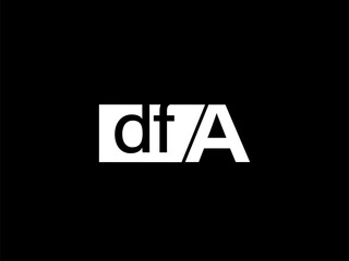 DFA Logo and Graphics design vector art, Icons isolated on black background