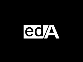 EDA Logo and Graphics design vector art, Icons isolated on black background