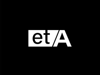 ETA Logo and Graphics design vector art, Icons isolated on black background
