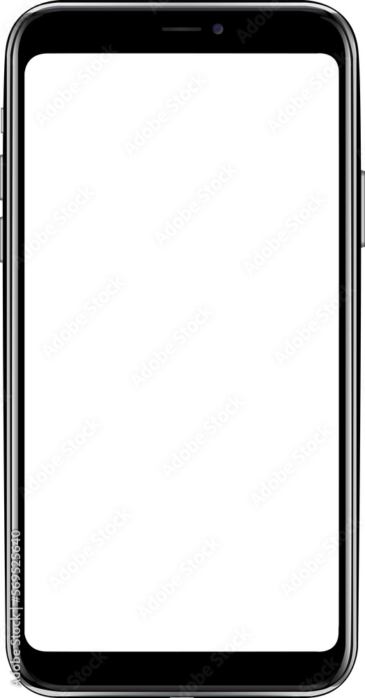 Aufkleber mockup png black smartphone with blank screen isolated on white background. mockup to showcasing mob