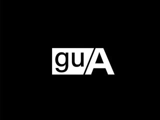 GUA Logo and Graphics design vector art, Icons isolated on black background