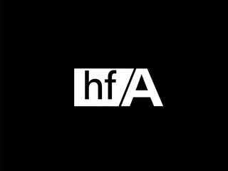 HFA Logo and Graphics design vector art, Icons isolated on black background
