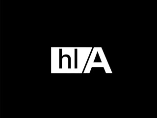 HLA Logo and Graphics design vector art, Icons isolated on black background
