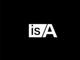 ISA Logo and Graphics design vector art, Icons isolated on black background