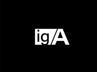 IGA Logo and Graphics design vector art, Icons isolated on black background
