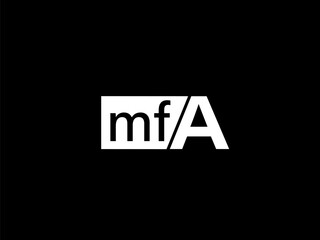 MFA Logo and Graphics design vector art, Icons isolated on black background