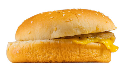 Hamberger on a wooden board, Top view of hamberger, Junk food, Unhealthy food, Fast food, Copy space.