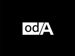 ODA Logo and Graphics design vector art, Icons isolated on black background