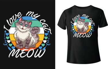 I love my cat typography t shirt design.