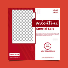 Valentine's Day Sale Social Media Post Template