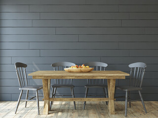 Farmhouse dining-room. 3d render.
