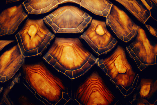 Turtle Shell Texture Background, Brontosaurus Dinosaur Skin, Generative AI Illustration