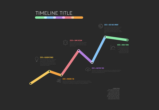 Dark thick line growth Infogrpahic vertical timeline diagram template