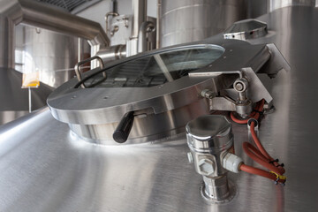 Closeup view of fermentation tank.